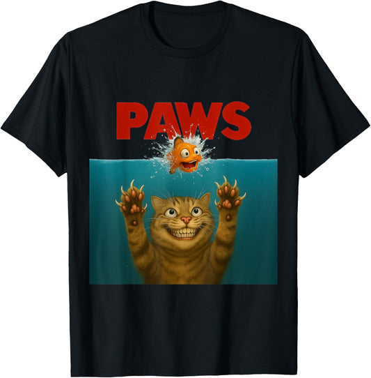Playful Cat Hunting a Clown Fish in Water Adventure Parody T-Shirt