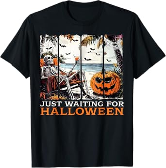 Spooky Summer Skeleton Just Waiting For Halloween T-Shirt