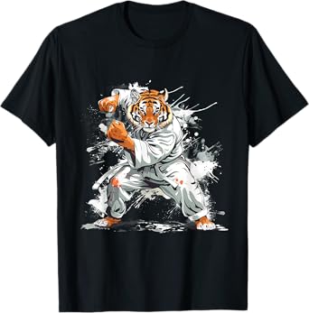 Kickboxing Tiger Watercolor Martial Arts Karate Tiger Lover T-Shirt