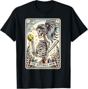 Softball Mom Tarot Card Skeleton Softball Mama Mothers Day T-Shirt