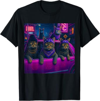 HUGvyn Funny Cat Gang Meme – Vintage Street Cool Cat Lovers T-Shirt