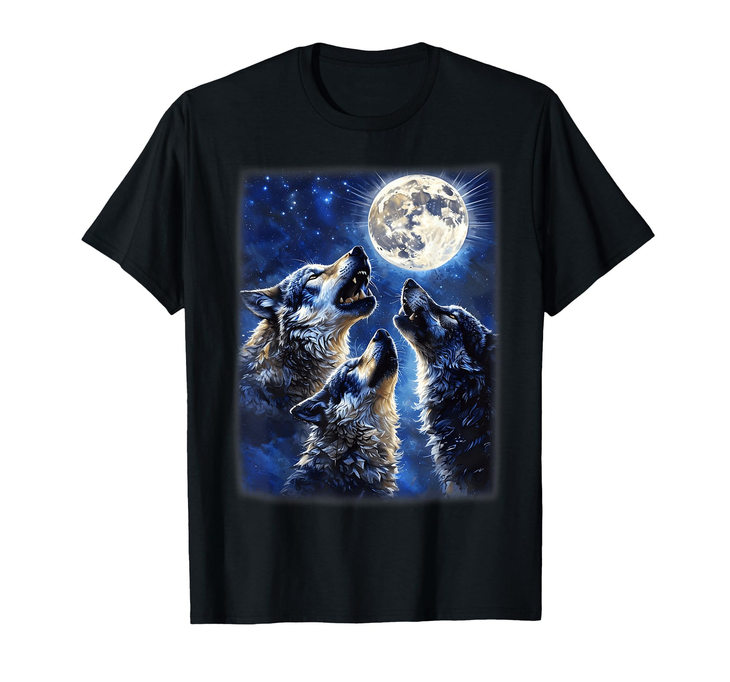 Wildlife Wolves Lovers Wolf Howling at The Moon Men Boy T-Shirt