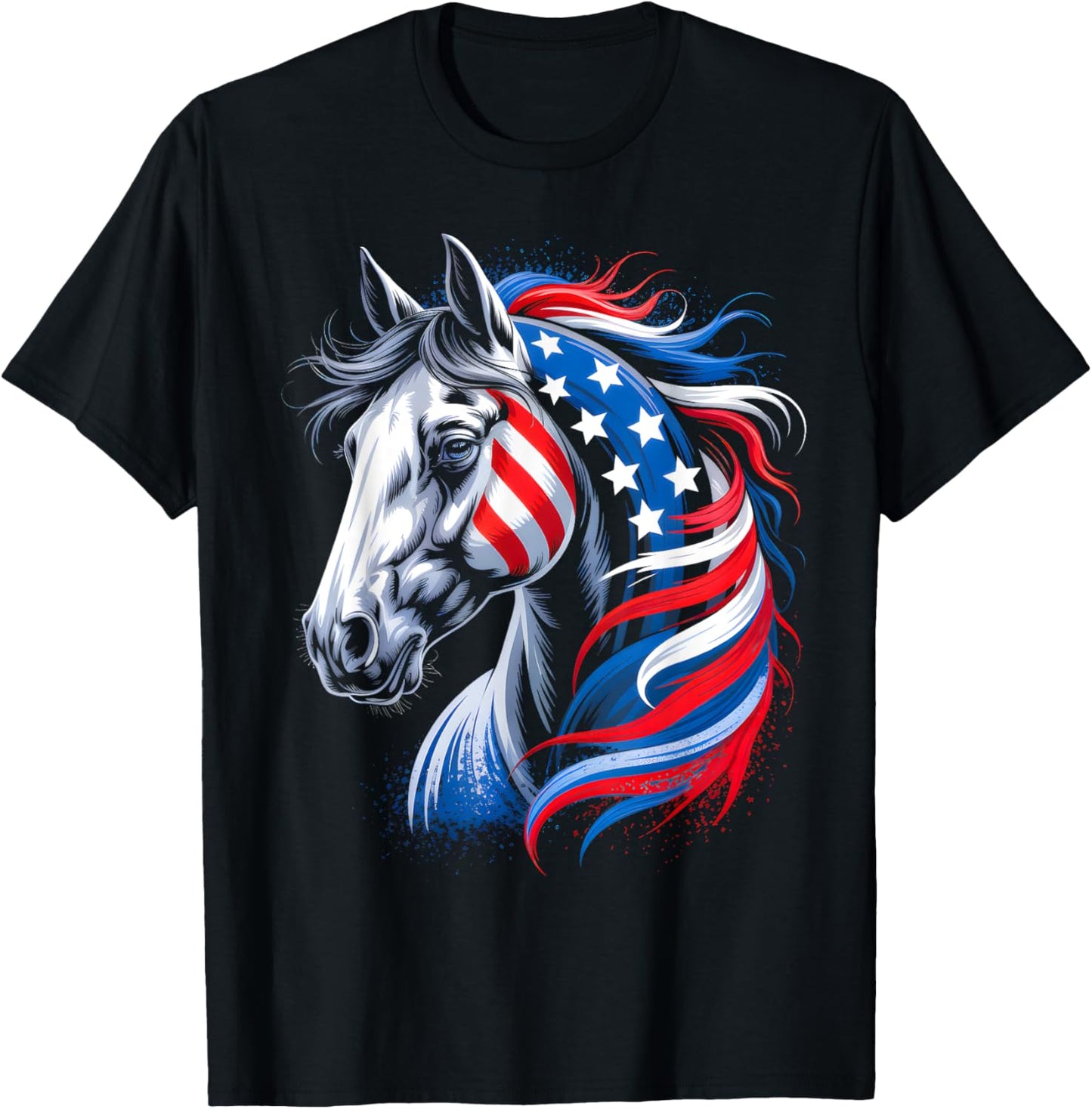 Horse 4th Of July Patriotic Horse Graphic American Flag T-shirt