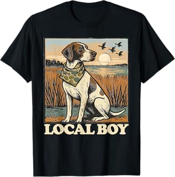 Local Boy GSP Pointer Hunting Dog Marsh Scene Sunset Vintage T-Shirt