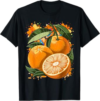 Orange Fruit Retro Vintage Art Graphic Orange T-Shirt