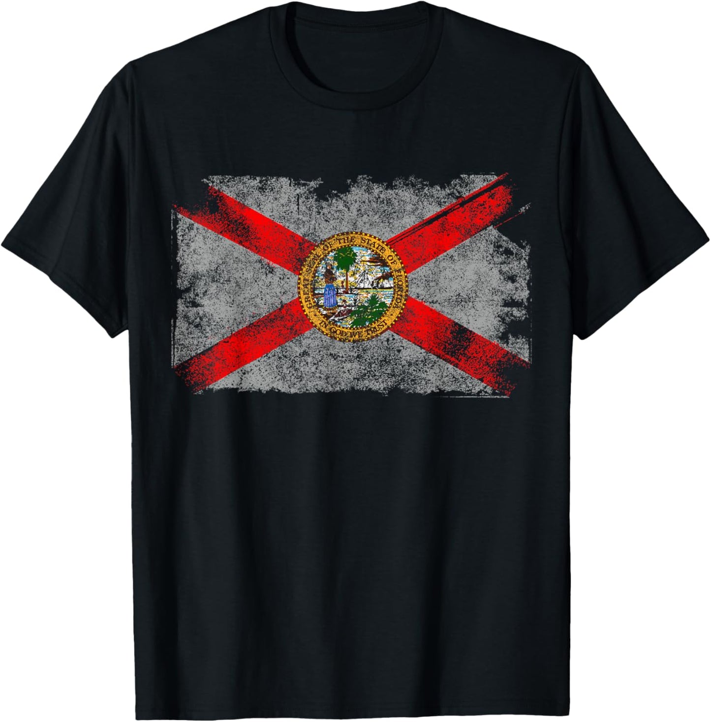 Distressed Vintage Retro USA Patriotic FL State Florida flag T-Shirt