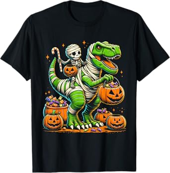 Halloween Funny T Rex Dinosaur Mummy Boys Trick Treat T-Shirt