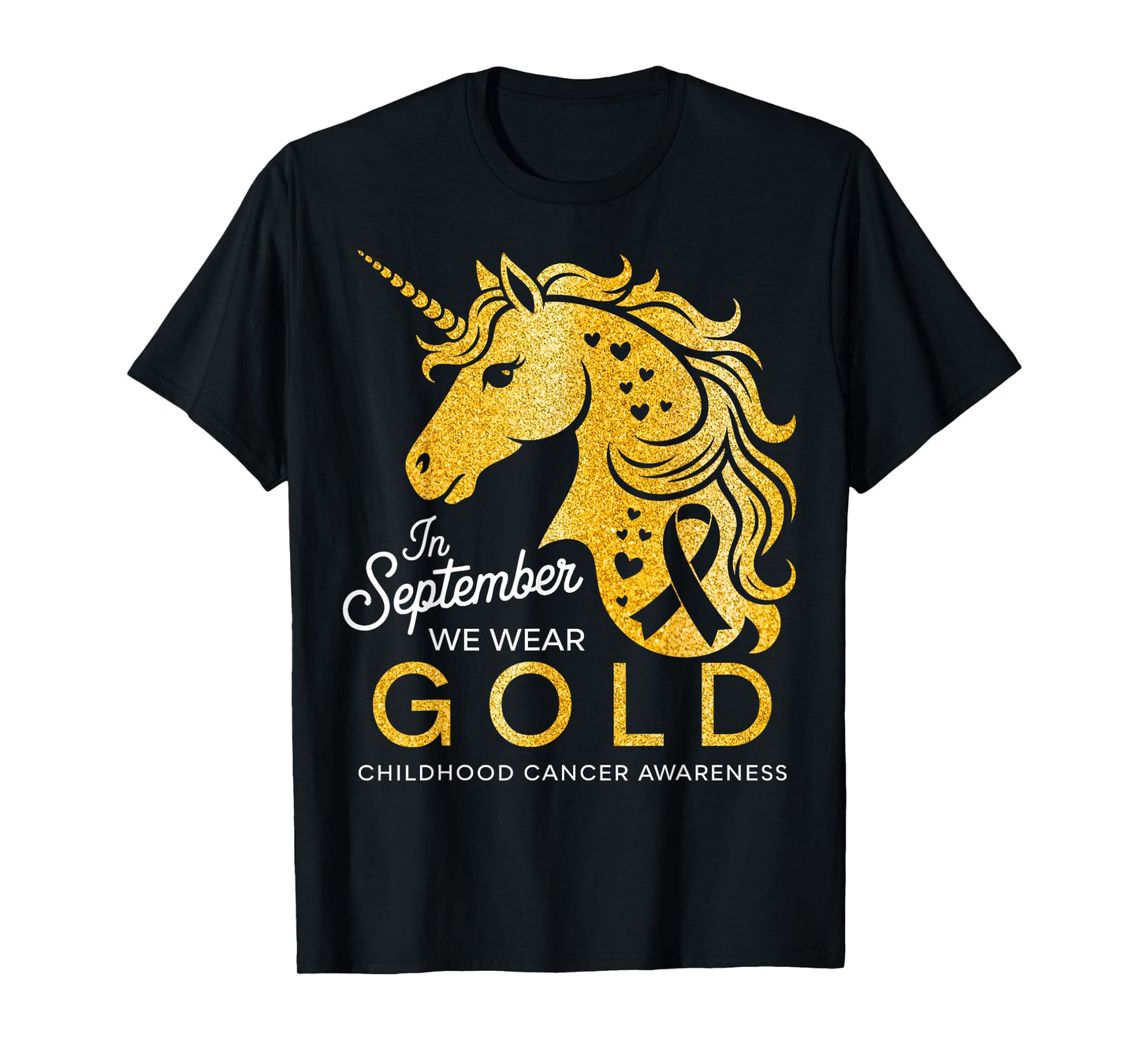 In September We Wear Gold Unicorn Childhood Cancer Awareness T-Shirt