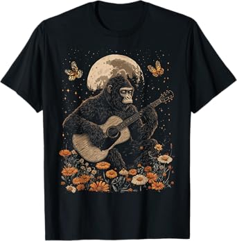 Cottagecore Gorilla Playing Guitar T-Shirt