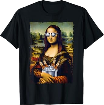 Mona Lisa Party Outfit with Beer and Sunglasses T-Shirt