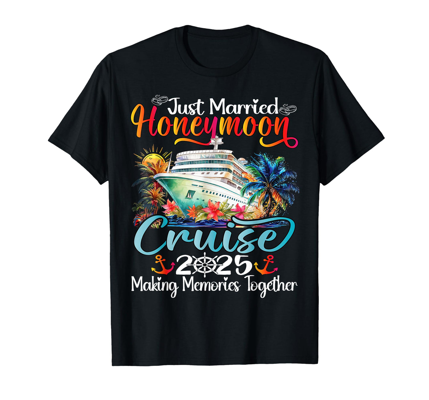 Honeymoon Cruise 2025 Just Married Matching Couples Vacation T-Shirt