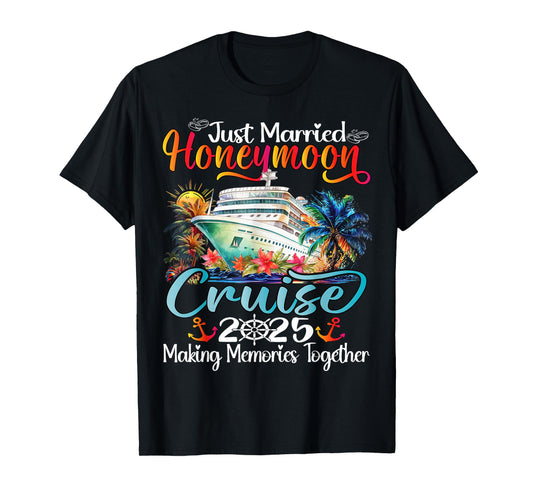 Honeymoon Cruise 2025 Just Married Matching Couples Vacation T-Shirt