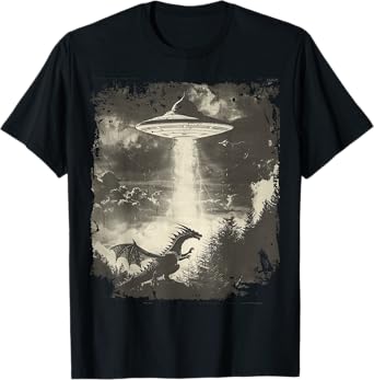 Fantasy Dragon Retro Art Sci-Fi Alien Ufo T-Shirt