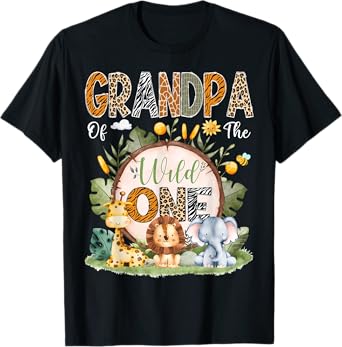 Grandpa Of The Wild One 1St Bday Safari Jungle Animals T-Shirt