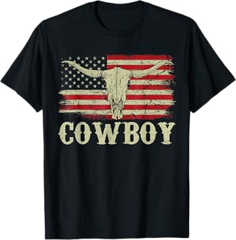 Western Country Men Teen Boy Kid Rodeo Southern Retro Cowboy T-Shirt
