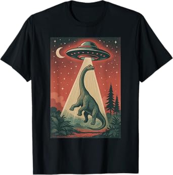 Alien UFO Abduction tShirt Dinosaur Shirt Alien Men Women T-Shirt