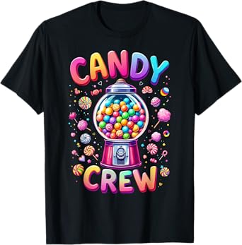 Funny Candy crew Women & Teens Retro Colorful Candy Squad T-Shirt