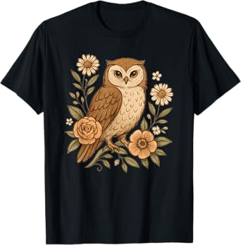 Cottagecore Owl - Floral Naturecore Aesthetic Women Girls T-Shirt