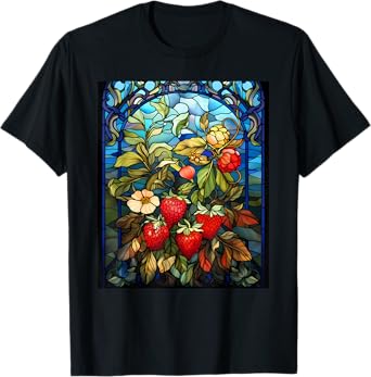 Stained Glass Style Strawberry T-Shirt
