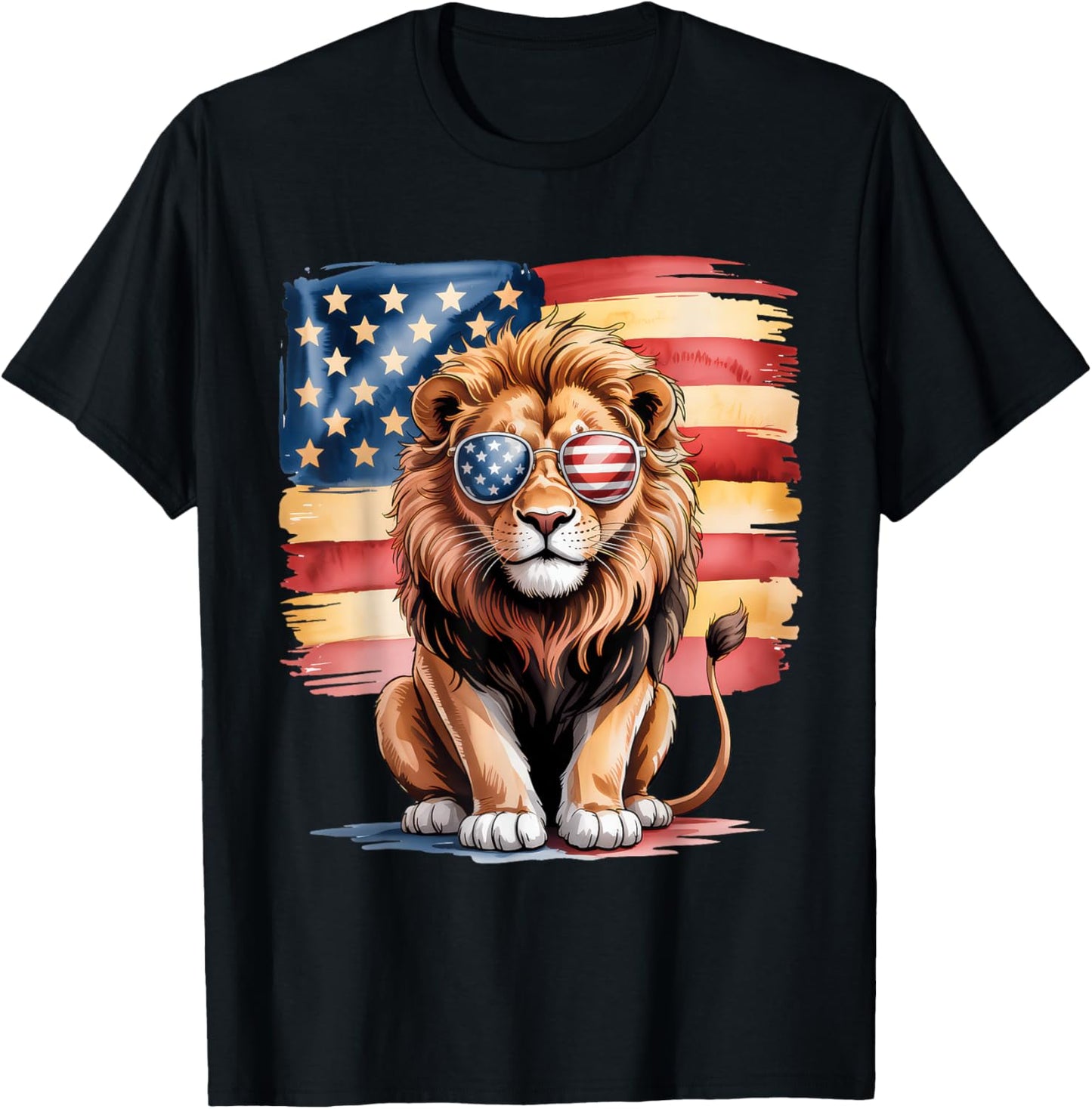 American Flag Lion Usa 4th Of July Patriotic Men Women T-shirt