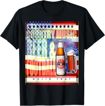 Country Music Beer & Football World Tour USA American Flag T-Shirt