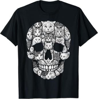 Cat Skull Kitty Skeleton Halloween Costume Cat T-Shirt for Men Women Kids