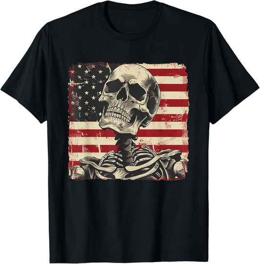 Skeleton American Patriot Independence Day Mens Boys Kids T-Shirt
