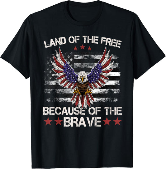 America Eagle | Land of the Free Because of the Brave T-Shirt