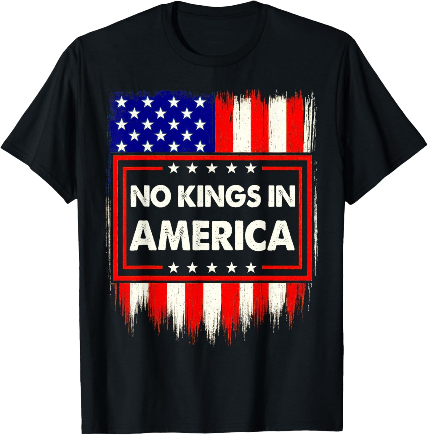 No Kings In America Us Flag Pattern Political Shirt Mens T-Shirt