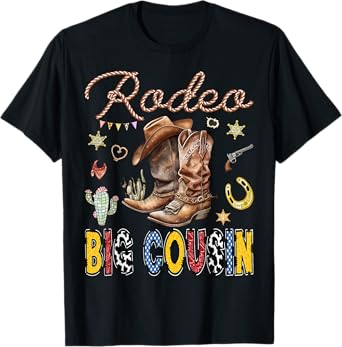 Rodeo Big Cousin Western Cowboy Birthday Matching Family T-Shirt