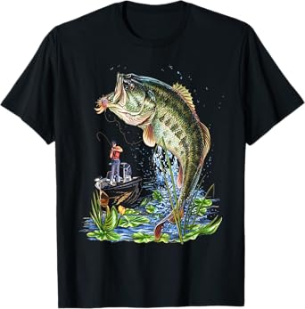 Fishing Graphic Large Mouth Bass Fish T-Shirt