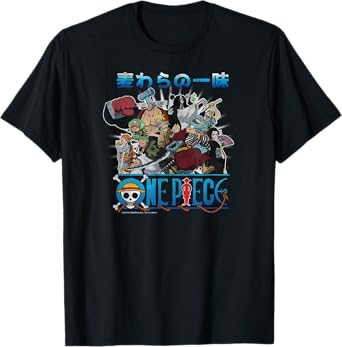 One Piece Anime Retro Straw Hat Crew Cast Collage T-Shirt