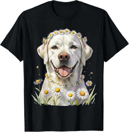Labrador for Girls Daisy Chain Cute Cream Labs White Dogs T-Shirt