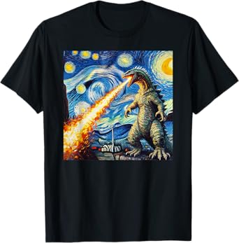 Japanese Monster Kaiju Van Gogh Starry Night T-Shirt