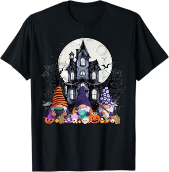Gnome Witch Halloween Pumpkin Autumn Fall Holiday 2024 T-Shirt