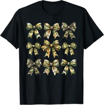 Camouflage Old Camo Bow Camo Coquette Bow Hunting Women Girl T-Shirt