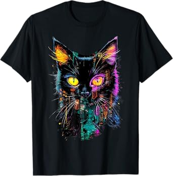 Funny Cat Black Color Yellow Eyes Cat lovers Tokyo street T-Shirt