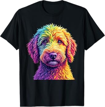 Golden Doodle Dog Colorful Goldendoodle Face dog Lover men T-Shirt