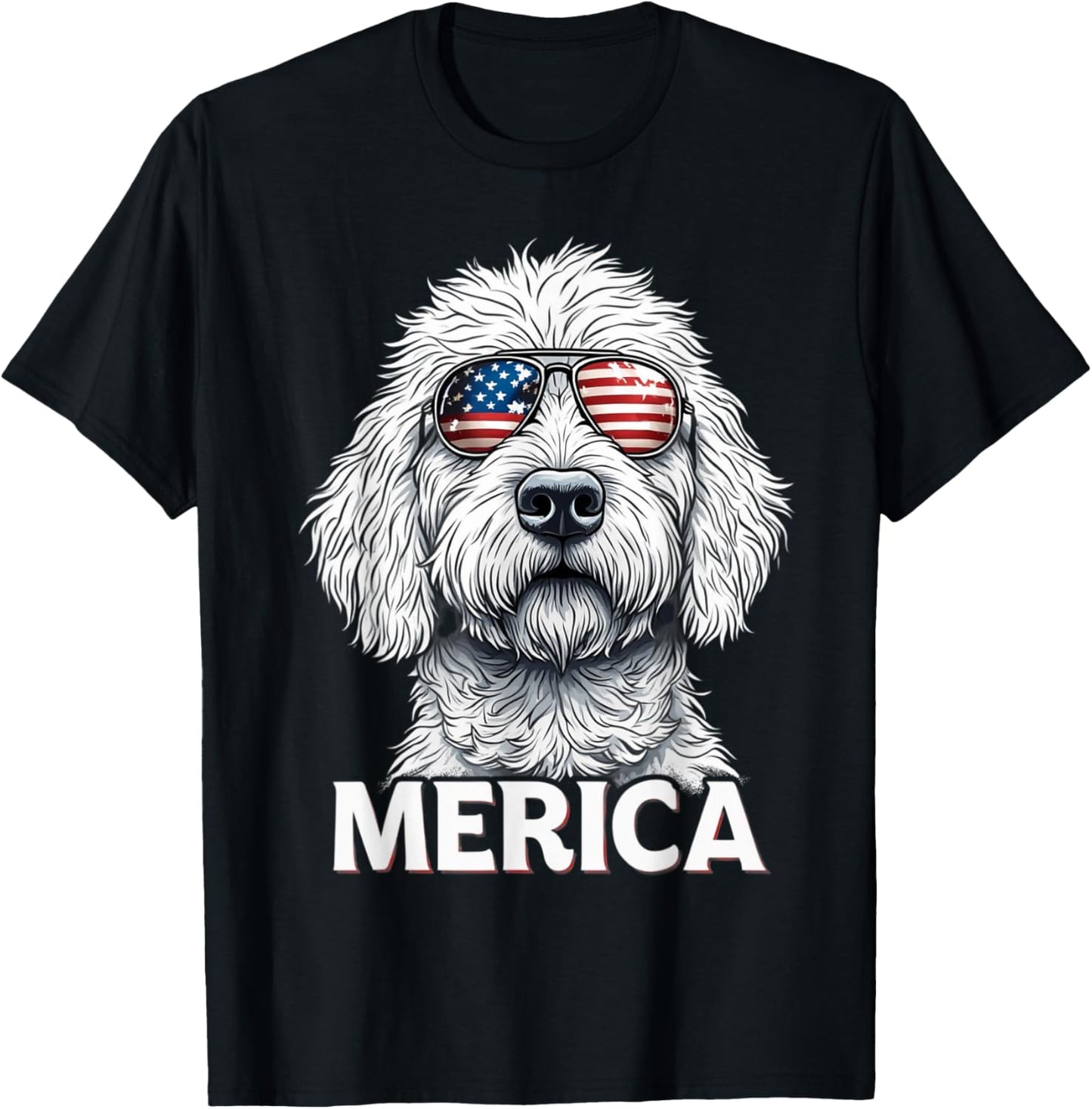 American Flag Merica Goldendoodle Dog 4th Of July Kids Women T-shirt