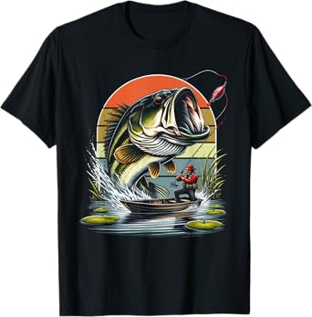 Fishing Graphic T-Shirt Large Mouth Bass Fish T-Shirt