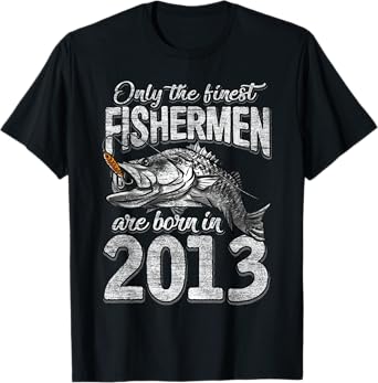 8 Years Old Fisherman Born in 2013 Fisherman 8th Birthday T-Shirt
