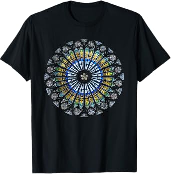 Strasbourg Cathedral France Mandala Stained Glass Window Art T-Shirt