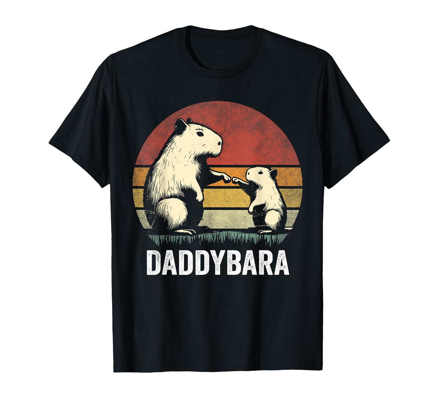 Retro Capybara Dad and Son Bumps Funny Capybara Father's Day T-Shirt
