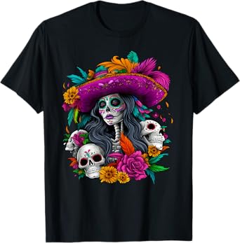 Day Of The Dead Sugar Skull De Los Muertos La Catrina Women T-Shirt