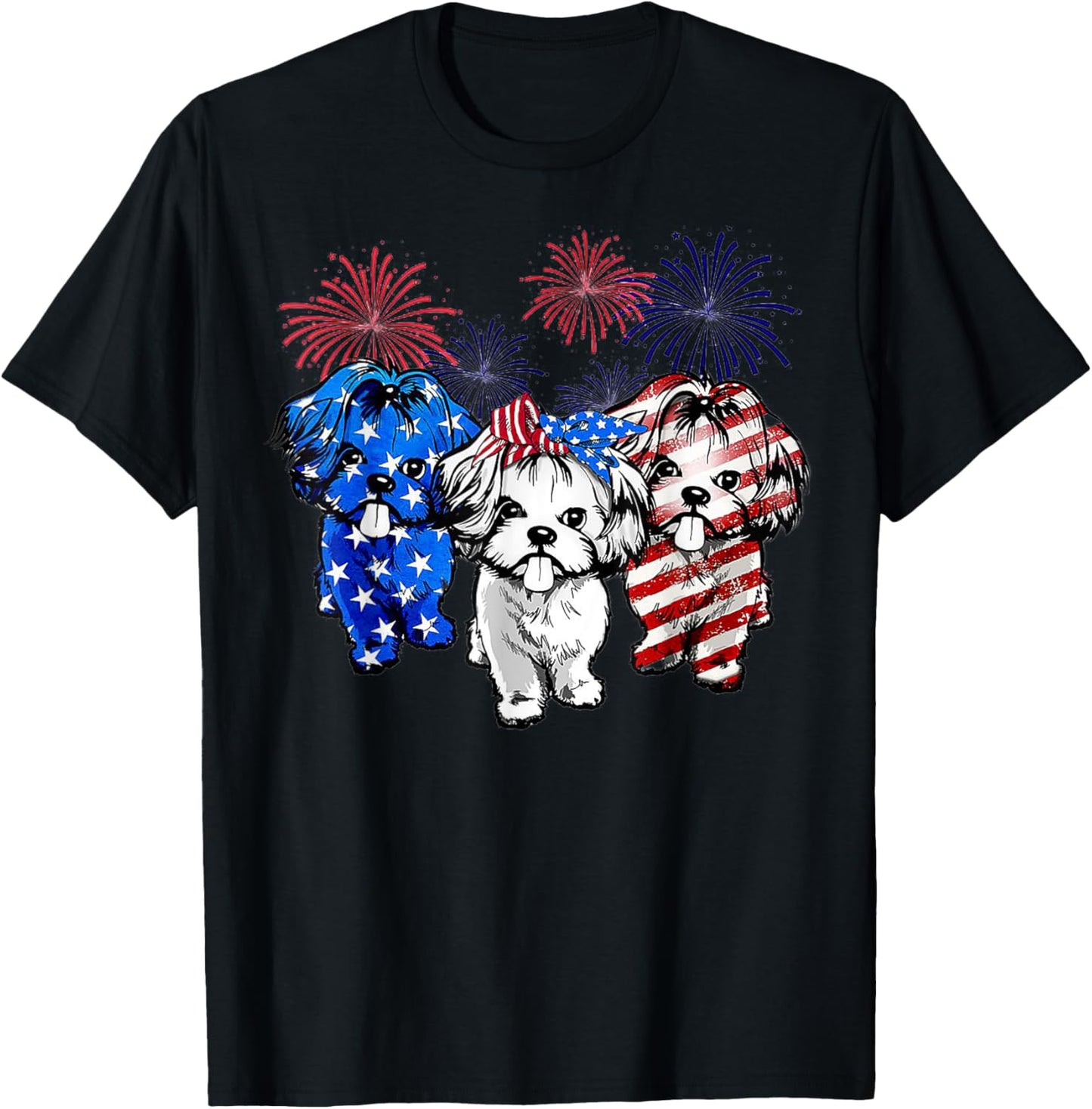 Shih Tzu American Flag 4th Of July Independence Day T-Shirt