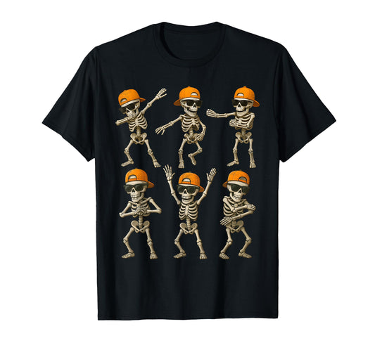 Funny Skeleton Dancing Crew Halloween Costume Boy Kids Mens T-Shirt