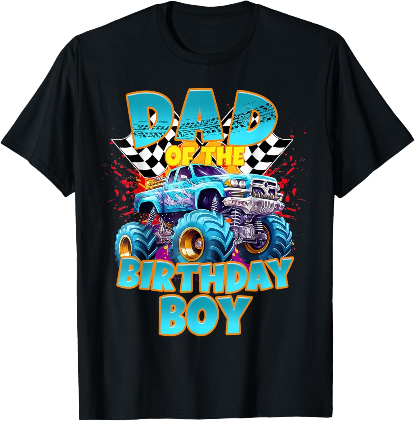 Funny Dad Of The Birthday Boy Monster Truck Family Matching T-Shirt