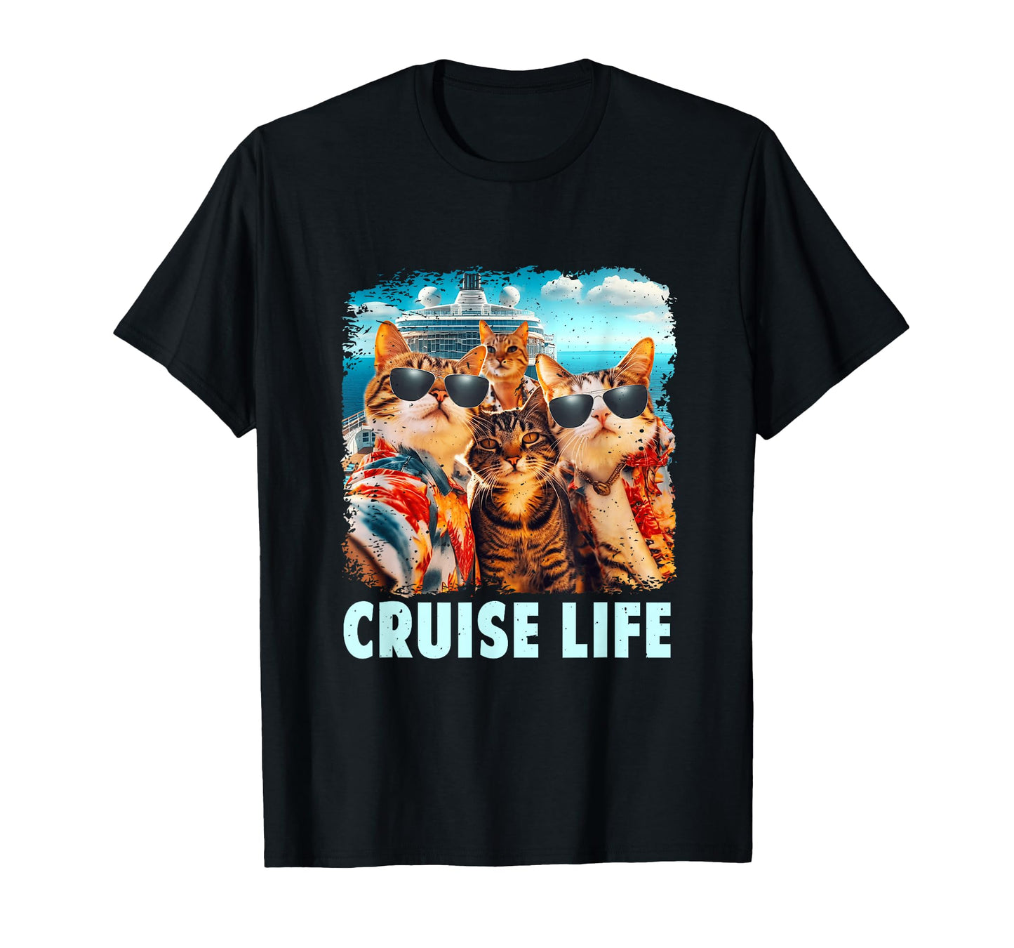 Selfie Cat Fun Cruise Buddies Ship Vacation Friends Family T-Shirt