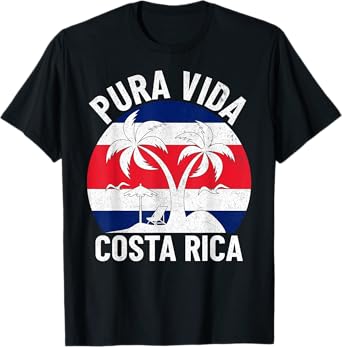 Vintage Costa Rica Flag Pura Vida Beach Summer Vacation T-Shirt