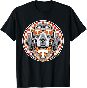 Orange Blooded Hound Dog Rocky Top Tennessee Checkerboard T-Shirt